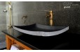 Vasque en pierre noire à poser 60x40 Basalte ou Granit LOTUS