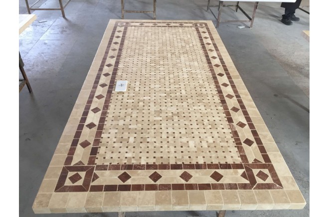 Table de jardin mosaïque marbre pierre naturelle 160-200-240 TOSCANE Table de jardin mosaïque marbre pierre naturelle 160-200-240 TOSCANE