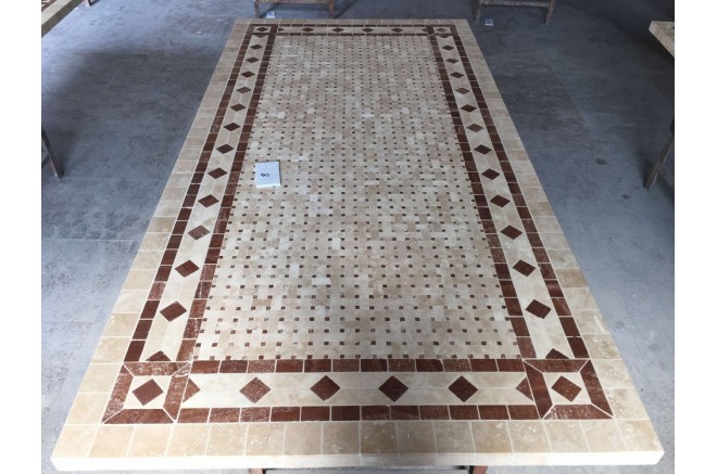 Table de jardin mosaïque marbre pierre naturelle 160-200-240 TOSCANE Table de jardin mosaïque marbre pierre naturelle 160-200-240 TOSCANE