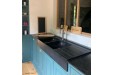 Évier de cuisine pierre Granit noir véritable 2 bacs + égouttoir 120x60 BESSO SHADOW