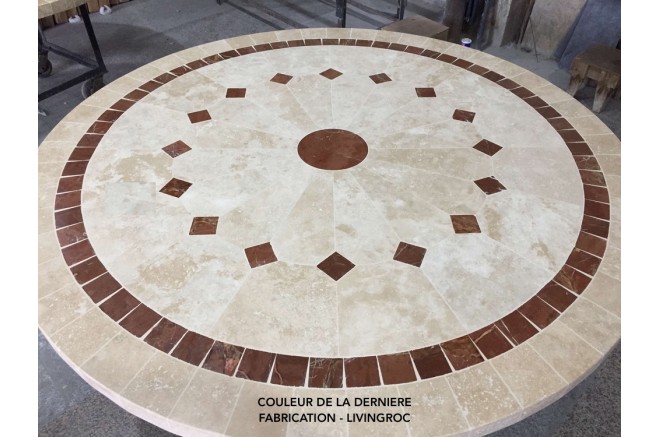 Table de jardin ronde mosaïque de marbre 125-160 ALICANTE Table de jardin ronde mosaïque de marbre 125-160 ALICANTE