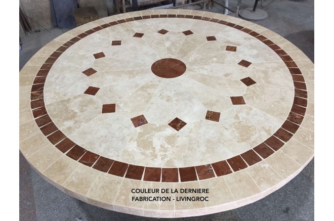 Table de jardin ronde mosaïque de marbre 125-160 ALICANTE Table de jardin ronde mosaïque de marbre 125-160 ALICANTE