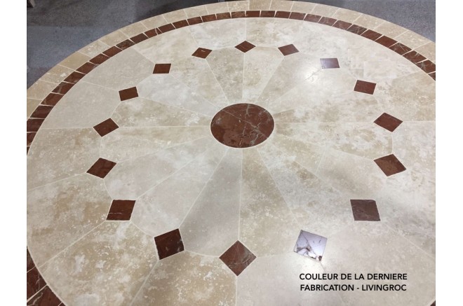 Table de jardin ronde mosaïque de marbre 125-160 ALICANTE Table de jardin ronde mosaïque de marbre 125-160 ALICANTE