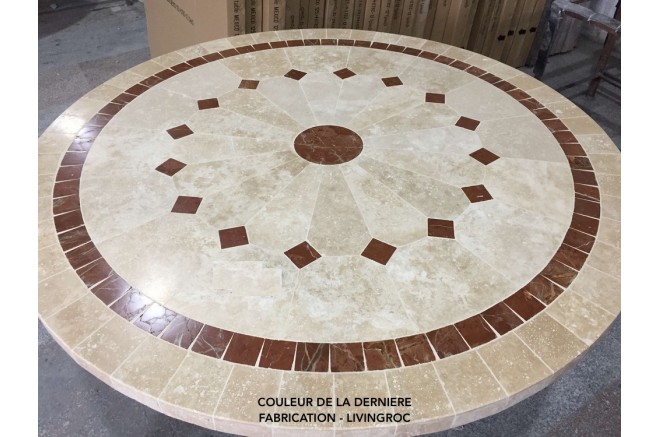 Table de jardin ronde mosaïque de marbre 125-160 ALICANTE Table de jardin ronde mosaïque de marbre 125-160 ALICANTE