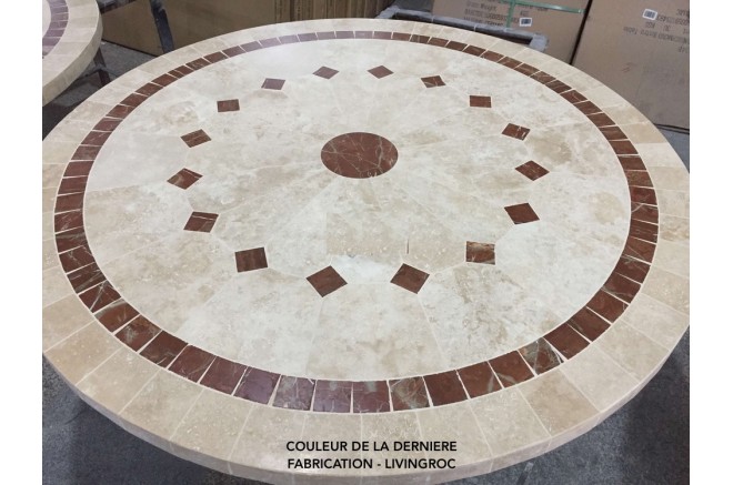Table de jardin ronde mosaïque de marbre 125-160 ALICANTE Table de jardin ronde mosaïque de marbre 125-160 ALICANTE