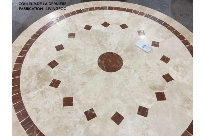 Table de jardin ronde mosaïque de marbre 125-160 ALICANTE Table de jardin ronde mosaïque de marbre 125-160 ALICANTE