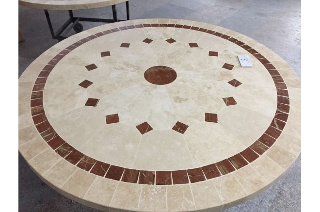 Table de jardin ronde mosaïque de marbre 125-160 ALICANTE Table de jardin ronde mosaïque de marbre 125-160 ALICANTE