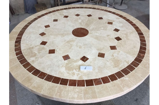 Table de jardin ronde mosaïque de marbre 125-160 ALICANTE Table de jardin ronde mosaïque de marbre 125-160 ALICANTE
