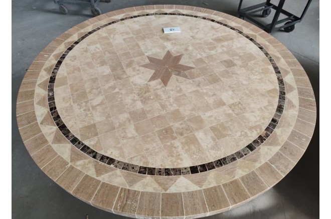 Table de jardin ronde pierre mosaïque marbre 90-160 MEXICO