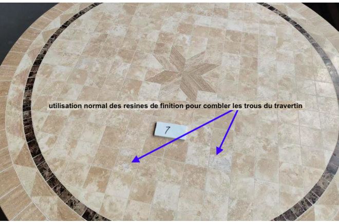 Table de jardin ronde pierre mosaïque marbre 90-160 MEXICO