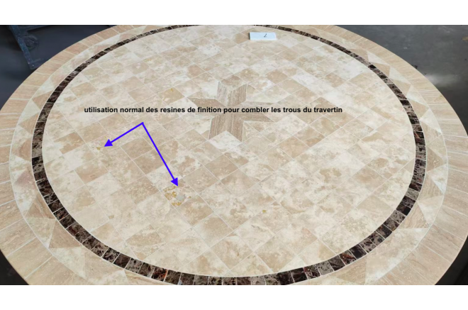 Table de jardin ronde pierre mosaïque marbre 90-160 MEXICO