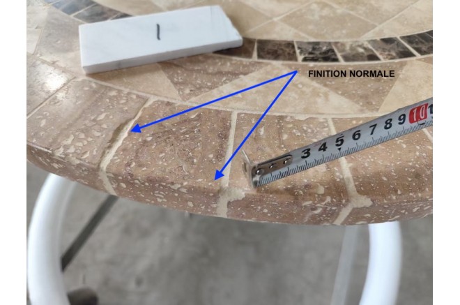 Table de jardin ronde pierre mosaïque marbre 90-160 MEXICO