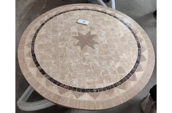 Table de jardin ronde pierre mosaïque marbre 90-160 MEXICO