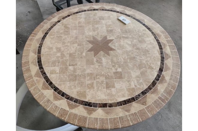 Table de jardin ronde pierre mosaïque marbre 90-160 MEXICO