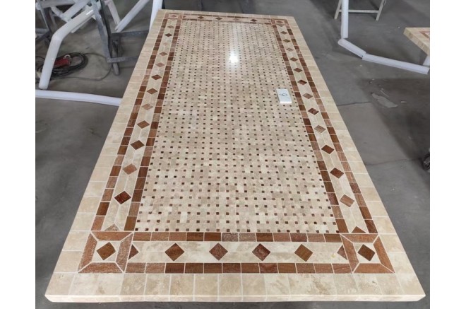 Table de jardin mosaïque marbre pierre naturelle 160-200-240 TOSCANE Table de jardin mosaïque marbre pierre naturelle 160-200-240 TOSCANE