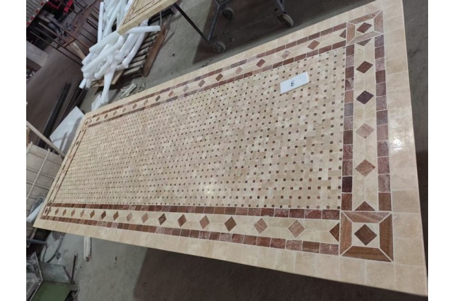 Table de jardin mosaïque marbre pierre naturelle 160-200-240 TOSCANE Table de jardin mosaïque marbre pierre naturelle 160-200-240 TOSCANE