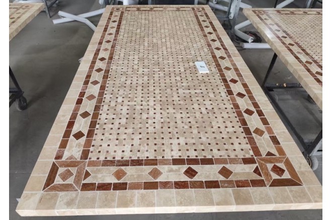 Table de jardin mosaïque marbre pierre naturelle 160-200-240 TOSCANE Table de jardin mosaïque marbre pierre naturelle 160-200-240 TOSCANE