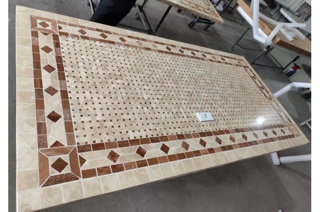 Table de jardin mosaïque marbre pierre naturelle 160-200-240 TOSCANE Table de jardin mosaïque marbre pierre naturelle 160-200-240 TOSCANE